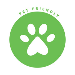 Cat paw - pet friendly green label, background, sticker, icon