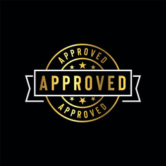 Fototapeta premium Approved Golden Stamp Seal Vector Template