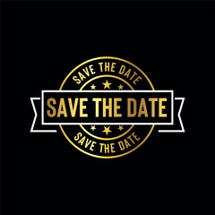 Save the Date Golden Stamp Seal Vector Template