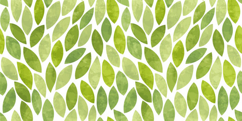 Materiał do szycia Green leaves seamless vector pattern. Watercolor tea leaf background, textured jungle print.