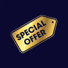 Special Offer Golden Discount Tag Icon Vector Template