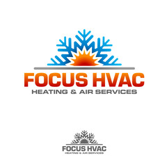 Sun and Snow Flake Symbol for Heating Cooling HVAC Logo