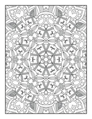 Mandala Coloring Book For Adult. Mandala Coloring Pages. Mandala Coloring Book. Seamless vector pattern. Black and white linear drawing. coloring page for children and adults.