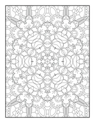 Mandala Coloring Book For Adult. Mandala Coloring Pages. Mandala Coloring Book. Seamless vector pattern. Black and white linear drawing. coloring page for children and adults.