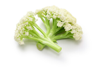 raw baby stick cauliflower isolated on white background