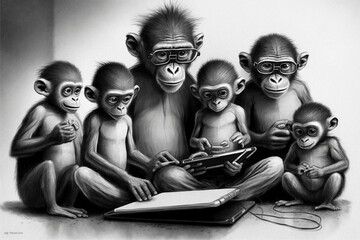 family of monkeys