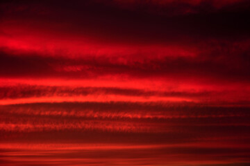 A sunset heaven, orange sky. Sun Rays