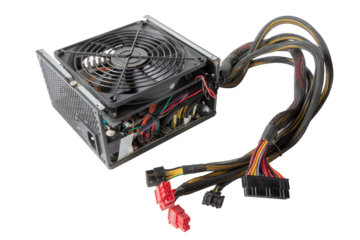 disassembled Computer Power Supply Unit, on a white isolated background