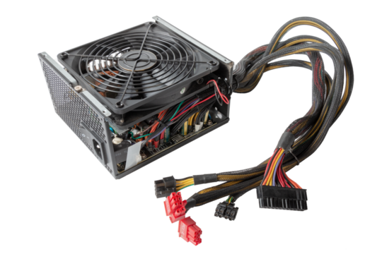 disassembled Computer Power Supply Unit, on a white isolated background