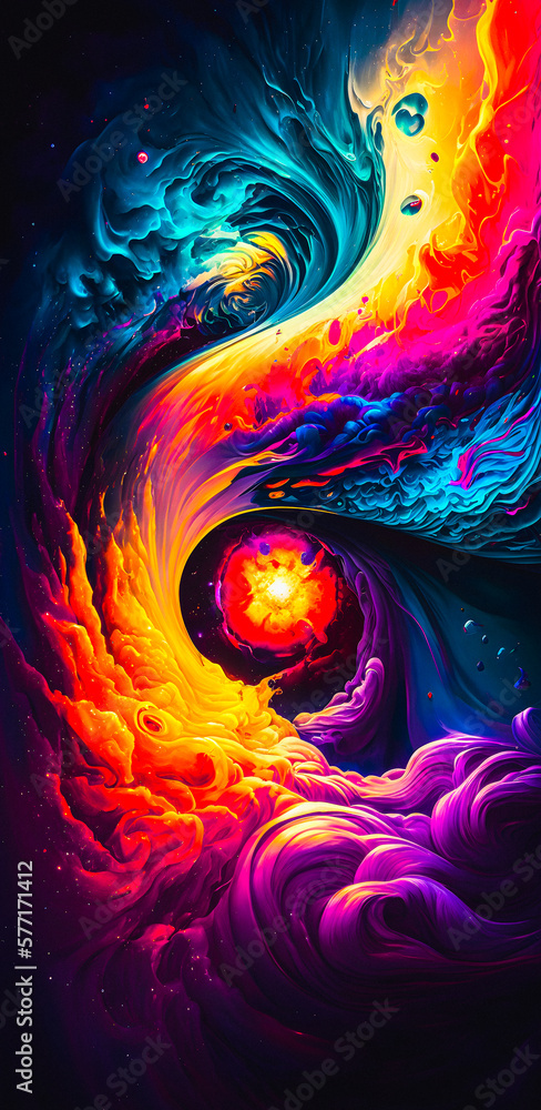 Wall mural vibrant colourful abstract galaxy universe portrait wallpaper - generative ai