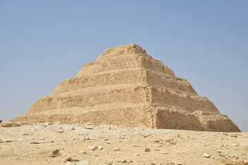 the pyramid of djoser on saqqara egypt at sunny day