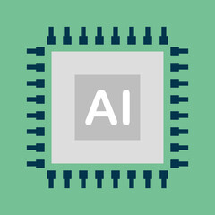Artificial intelligence. AI. Outline AI icon. Artificial intelligence sign. Vector illustration.