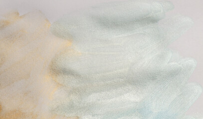 Soft wet watercolor paper texture light and shadow painting wall. Abstract nacre silver, gold,...