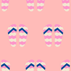 Trendy flip flops seamless pattern for summer sea vacation background summer shoes sandals beach footwear