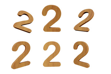 3d rendering number 1 from tree in different positions