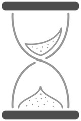 Hourglass icon in black and gray color symbolically