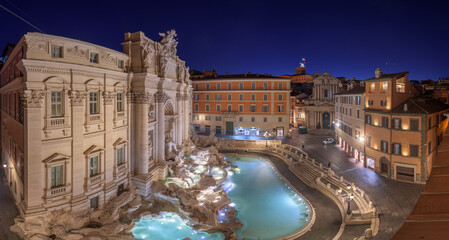 Fototapeta na wymiar Rome, Italy Overlooking Trevi Fountain at Twilight