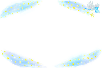 星空を振りまきながら飛ぶ小鳥のフレーム