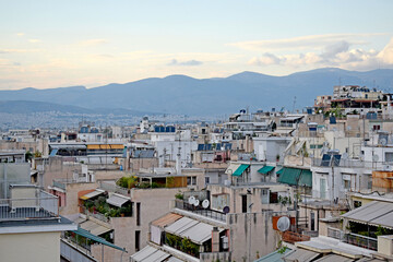 City. View of the city, houses, Buildings. 
urban landscape. Greece