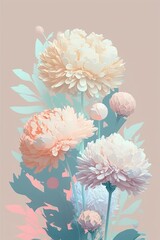 Abstract Pastel Painting of Flower Bouquet - Generative Ai Illustration 