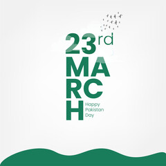 23 March Pakistan Resolution Day with Green and White Color Combination 