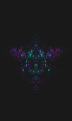 Abstract illustration with floral geometric symmetric pattern.