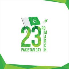 23 March Pakistan Resolution Day with  Low poly 23 