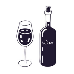 Wine glass and wine bottle icon