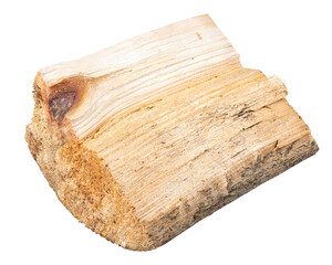 A piece of pine wood on an isolated background.