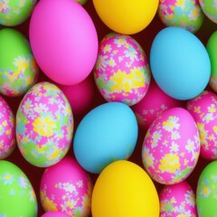 Fototapeta na wymiar Easter eggs background in pale colors, generative ai