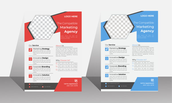  Corporate Business Flyer template design ,corporate banners ,graphic design layout with Lite red and Blue