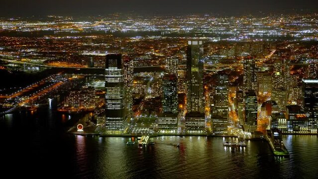 Aerial view over Jersey City at night - travel photography