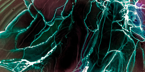 Marble Print Patterns. White Alcohol Ink Abstract Art. Green Wav