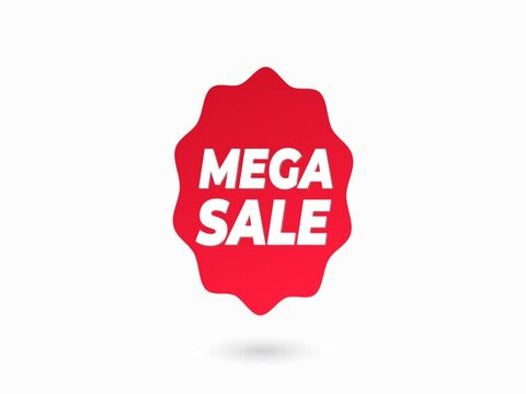 Big sale animation with red tags for shopping sales and promotions, Mega Sale