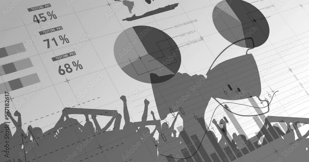 Poster animation of data processing over cup and white background