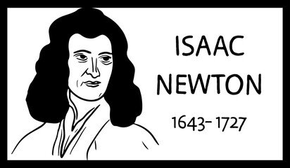 Isaac Newton portrait sketch drawing