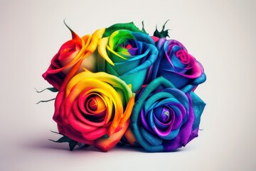 roses colored with the colors of the rainbow Generative AI Art Illustration