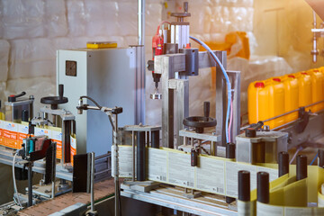 paint bottling line at the factory