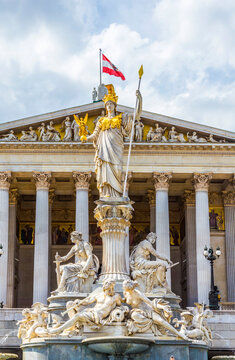 The Austrian Parliament Building   in Vienna is where the two houses of the Austrian Parliament conduct their sessions.