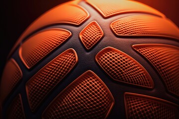 Closeup detail of basketball ball texture background. Team sport concept. AI Generation