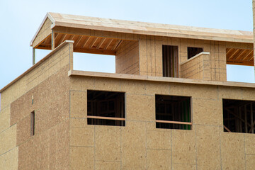 walls of a new plywood house