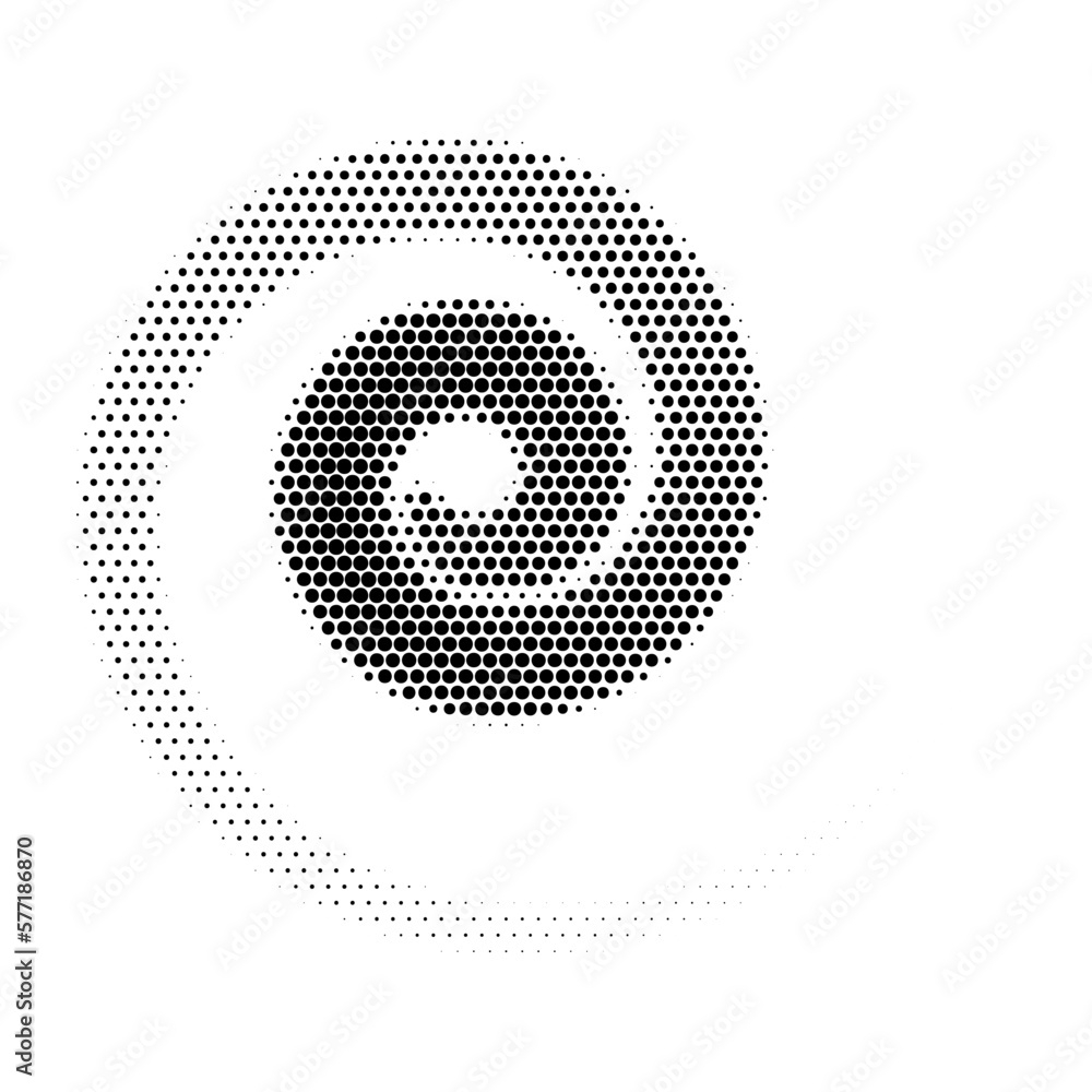 Poster Abstract dotted vector background. Halftone effect. Halftone dotted background circularly distributed. Circle dots isolated on the white backdrop for advertisement. Minimal geometric design template.
