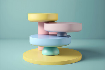 Colorful pastel object podium product display. AI generation