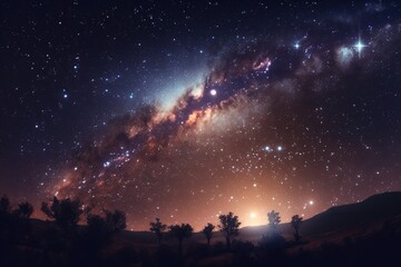 Fototapeta na wymiar Beautiful panorama of the milky way.astrology day. starry sky.galaxy, ai generation