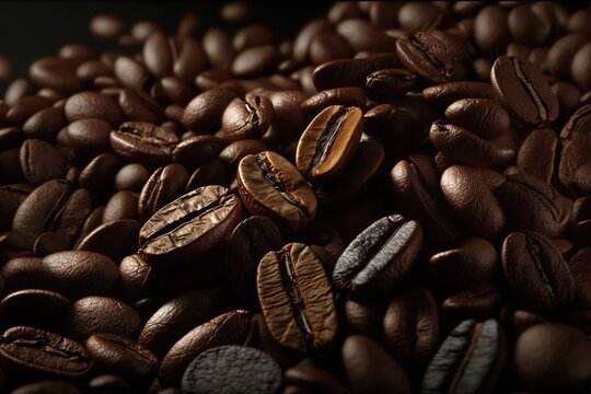 Roasted coffee beans background, coffee beans close up, generation ai © inna717