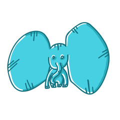 Elephant in cartoon flat style