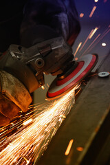Detail of a working with the grinder