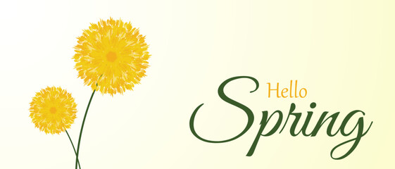 Vector hand-drawn watercolor yellow circular floral wreath with blooming spring flowers, and green leaves on white isolated background.