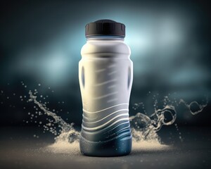 Trendy vitamin nutrient shake drink bottle mockup for a workout at the gym. Generative AI