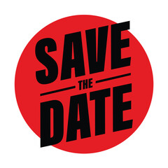 Save the Date label sign red invitation